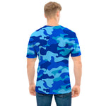Blue Camouflage Print Men's T-Shirt