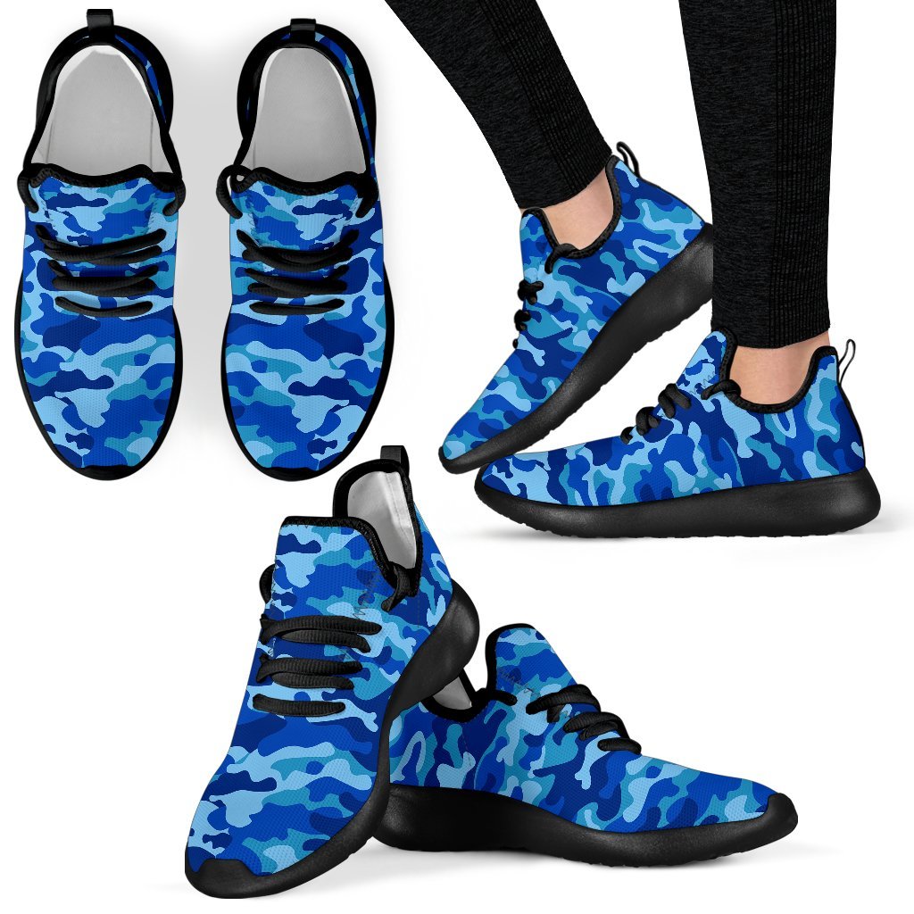 Blue Camouflage Print Mesh Knit Shoes GearFrost