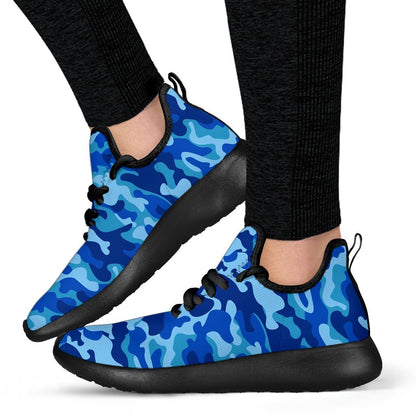 Blue Camouflage Print Mesh Knit Shoes GearFrost