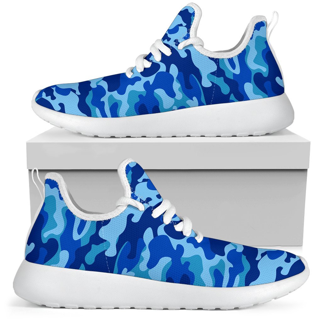Blue Camouflage Print Mesh Knit Shoes GearFrost