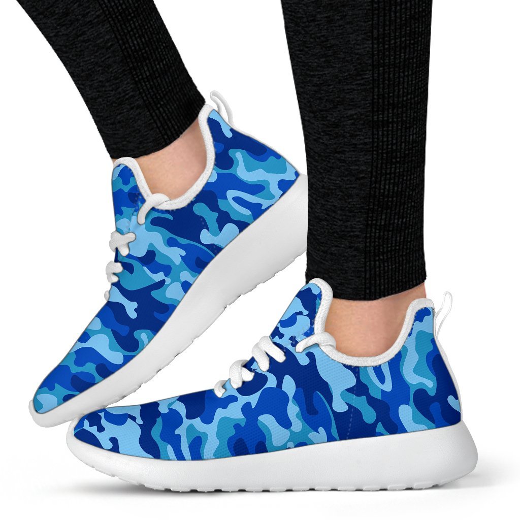 Blue Camouflage Print Mesh Knit Shoes GearFrost