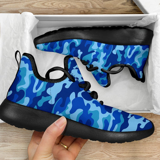 Blue Camouflage Print Mesh Knit Shoes GearFrost