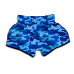 Blue Camouflage Print Muay Thai Boxing Shorts