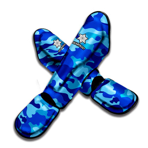 Blue Camouflage Print Muay Thai Shin Guard