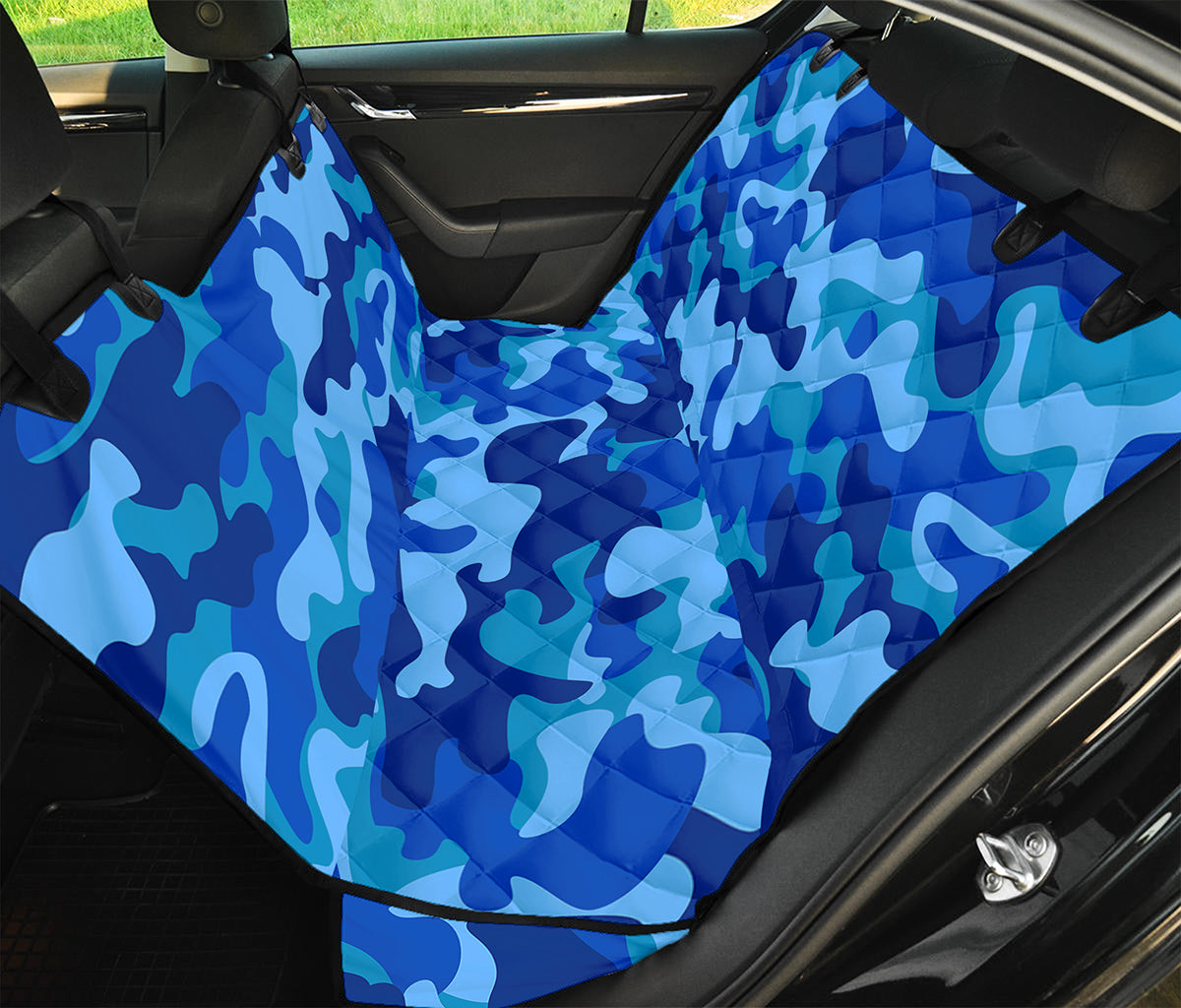 Blue Camouflage Print Pet Car Back Seat Cover