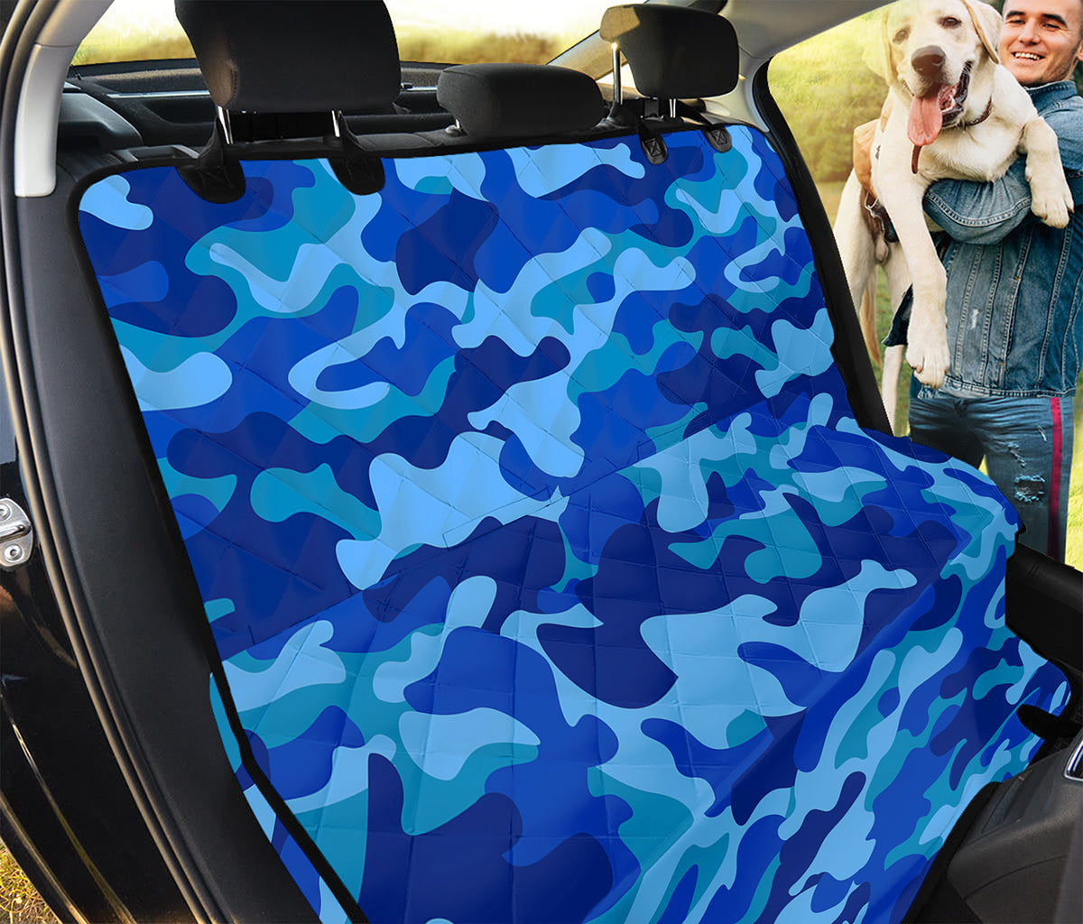 Blue Camouflage Print Pet Car Back Seat Cover