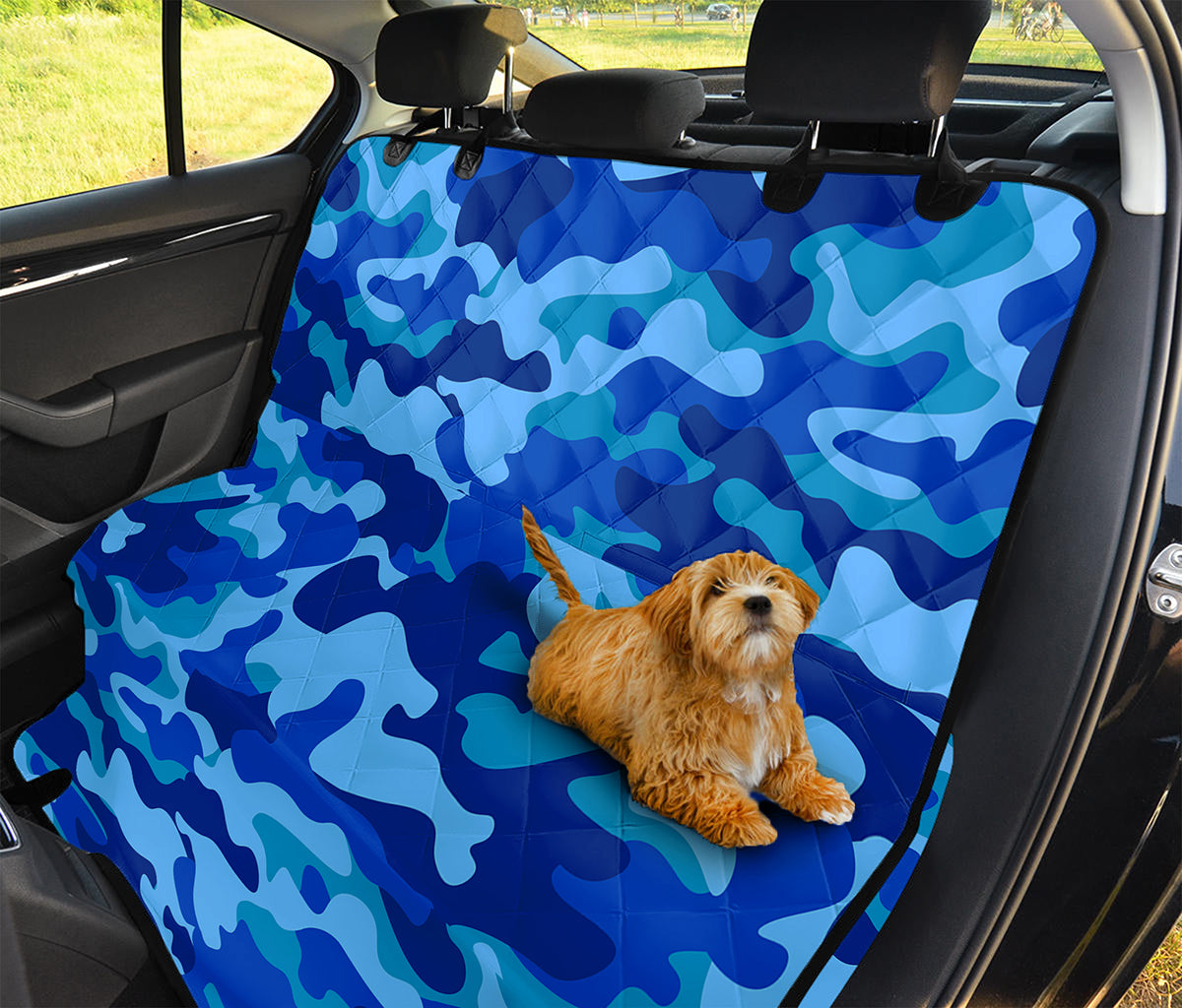 Blue Camouflage Print Pet Car Back Seat Cover