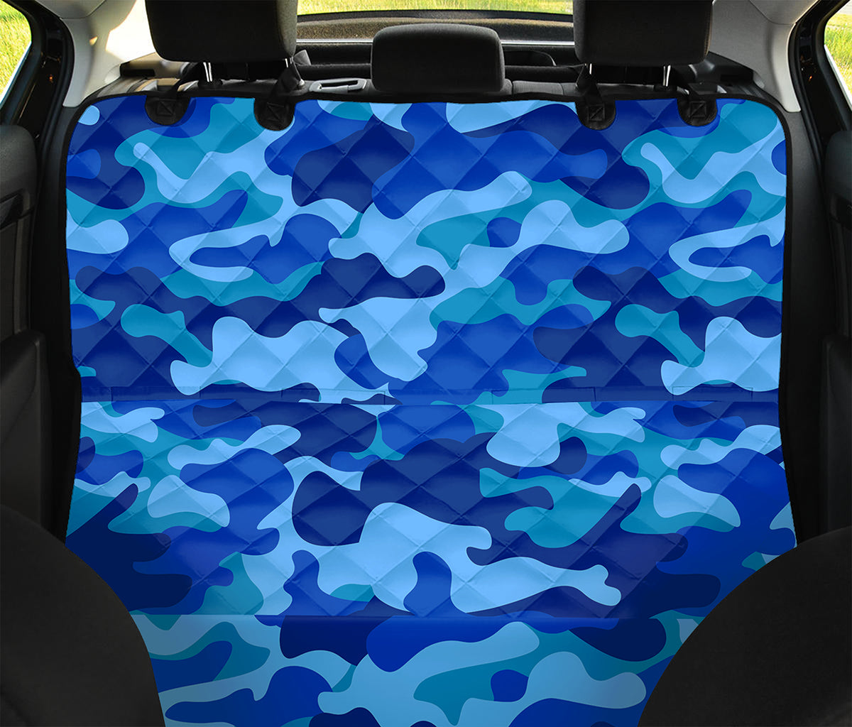 Blue Camouflage Print Pet Car Back Seat Cover