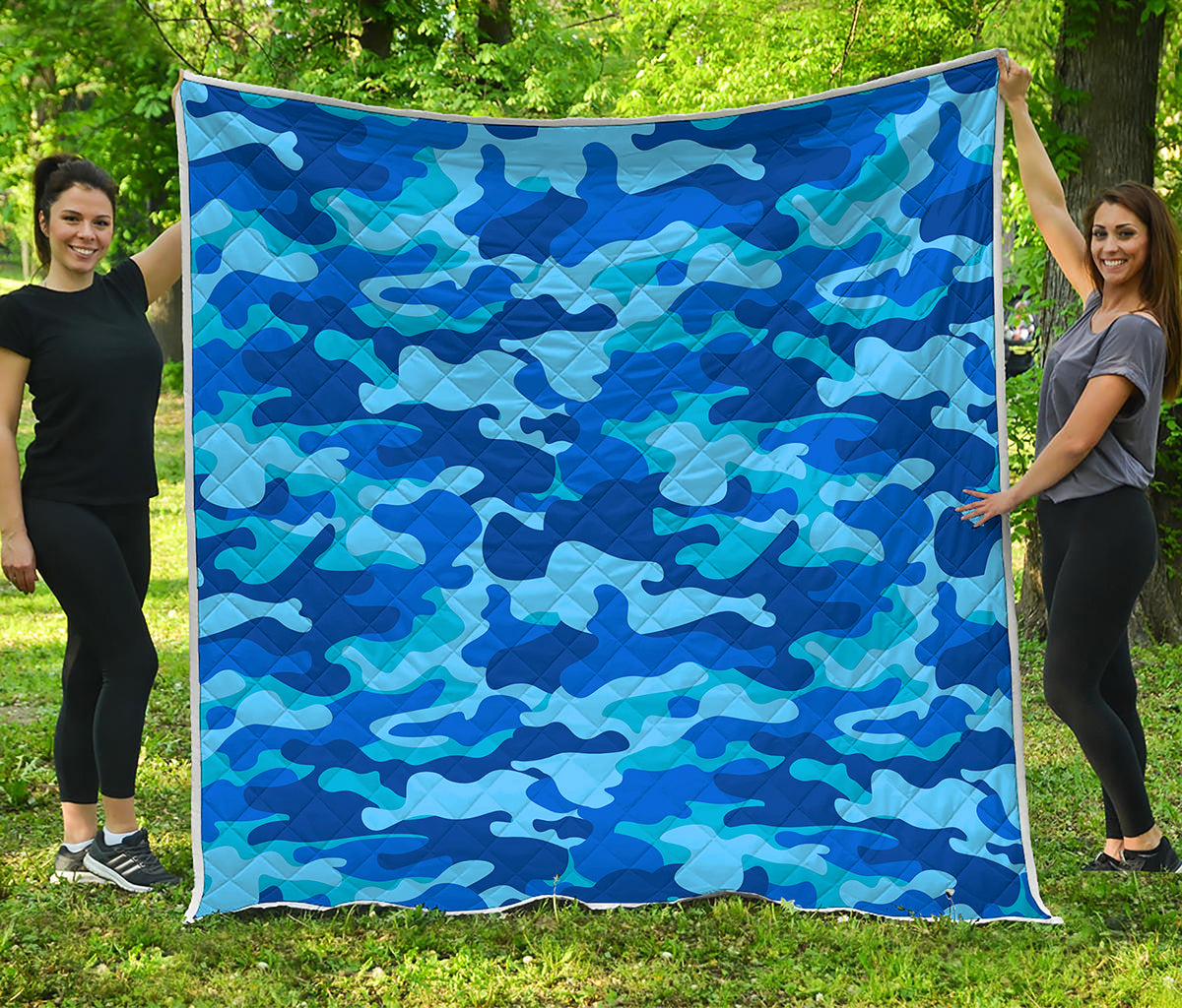 Blue Camouflage Print Quilt