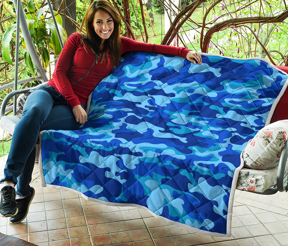 Blue Camouflage Print Quilt