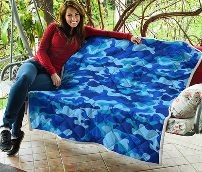 Blue Camouflage Print Quilt