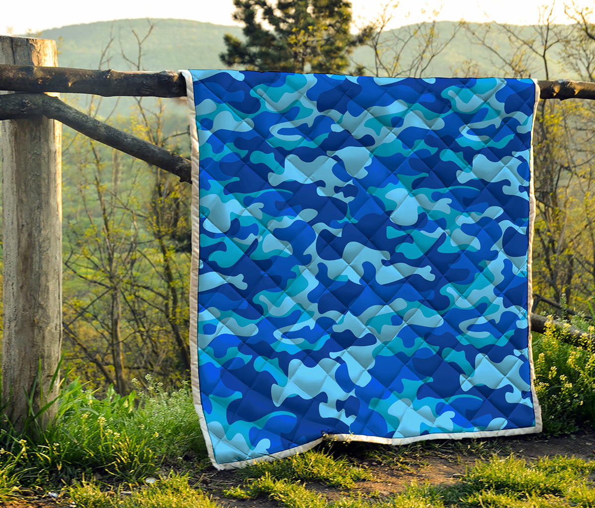 Blue Camouflage Print Quilt