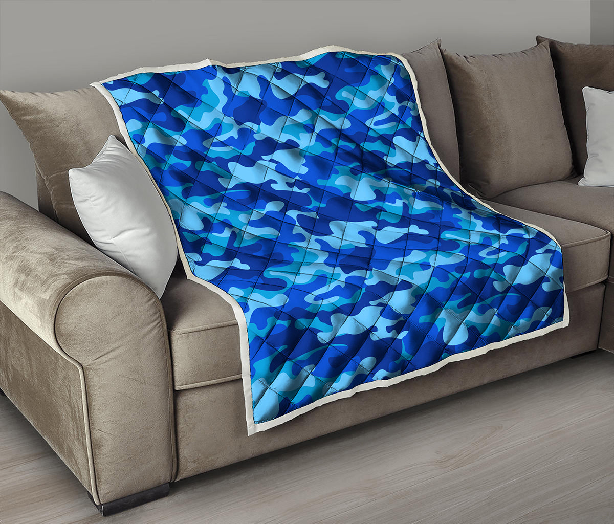 Blue Camouflage Print Quilt