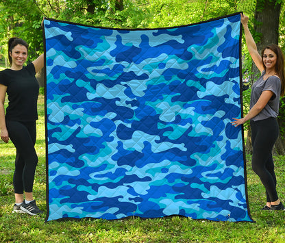Blue Camouflage Print Quilt
