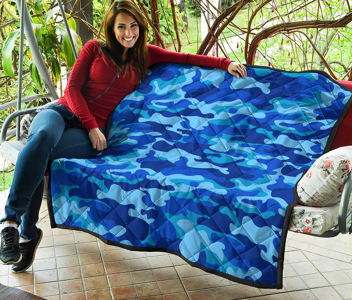 Blue Camouflage Print Quilt