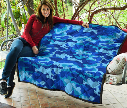 Blue Camouflage Print Quilt