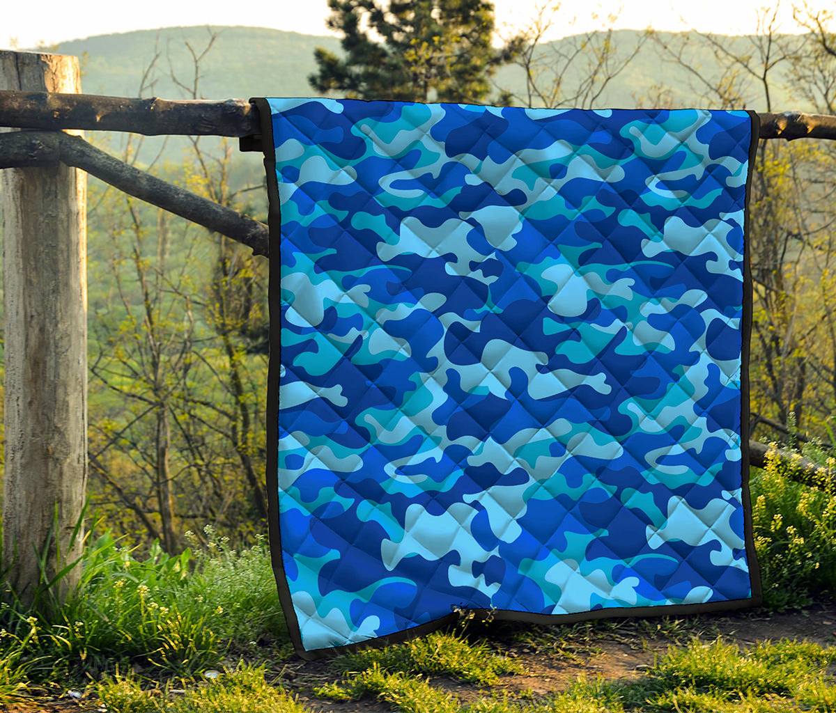 Blue Camouflage Print Quilt