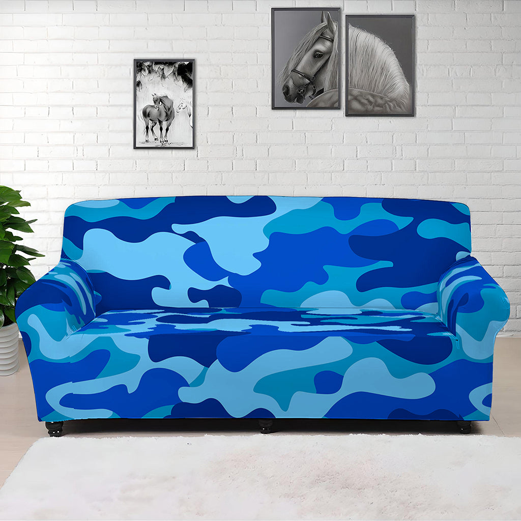 Blue Camouflage Print Sofa Cover