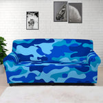 Blue Camouflage Print Sofa Cover