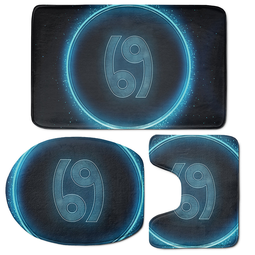 Blue Cancer Zodiac Sign Print 3 Piece Bath Mat Set