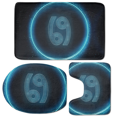 Blue Cancer Zodiac Sign Print 3 Piece Bath Mat Set