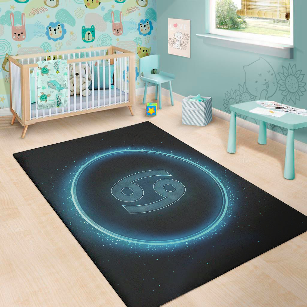 Blue Cancer Zodiac Sign Print Area Rug