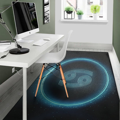 Blue Cancer Zodiac Sign Print Area Rug