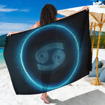 Blue Cancer Zodiac Sign Print Beach Sarong Wrap