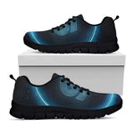 Blue Cancer Zodiac Sign Print Black Sneakers
