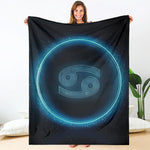 Blue Cancer Zodiac Sign Print Blanket