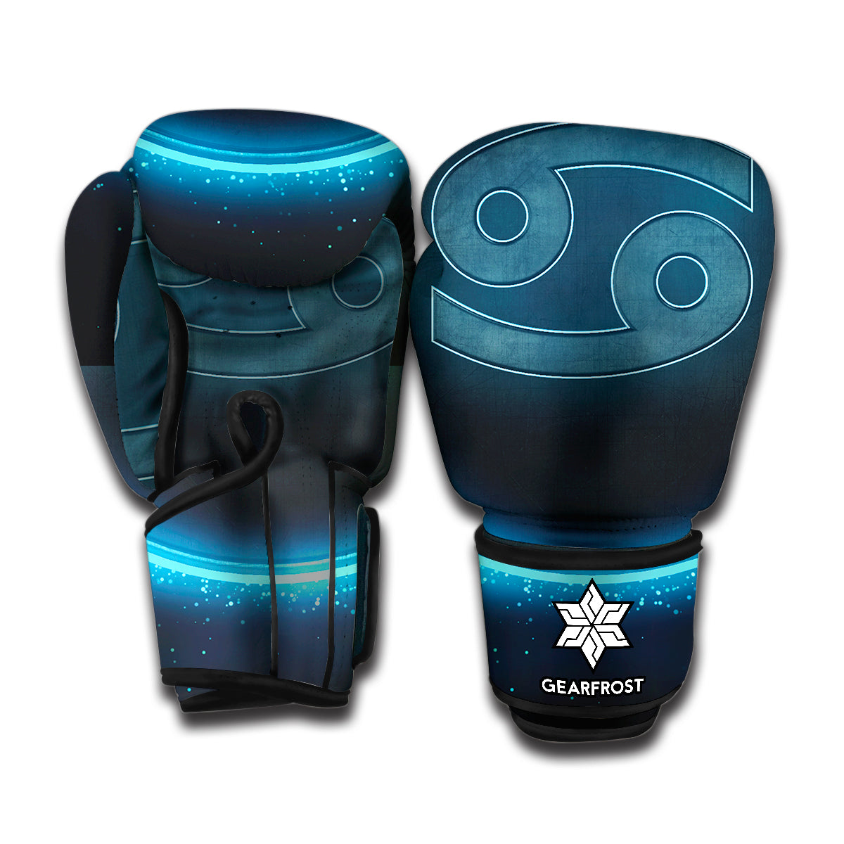 Blue Cancer Zodiac Sign Print Boxing Gloves