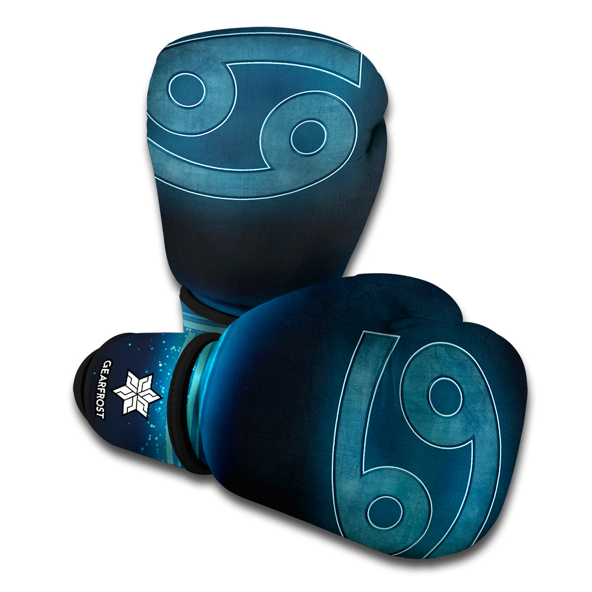 Blue Cancer Zodiac Sign Print Boxing Gloves