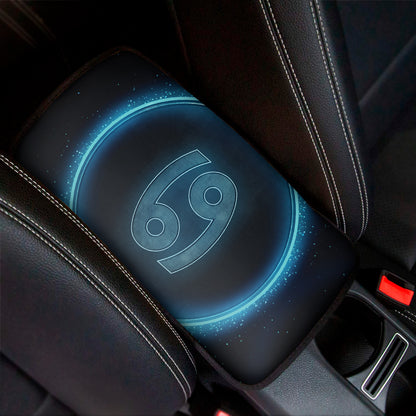 Blue Cancer Zodiac Sign Print Car Center Console Cover