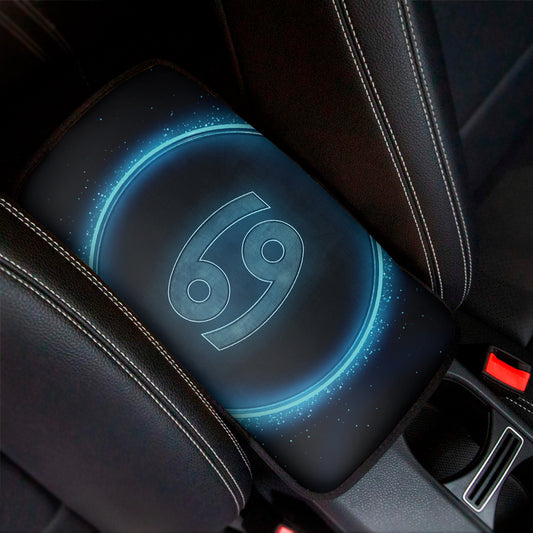 Blue Cancer Zodiac Sign Print Car Center Console Cover
