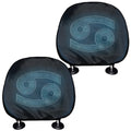 Blue Cancer Zodiac Sign Print Car Headrest Covers
