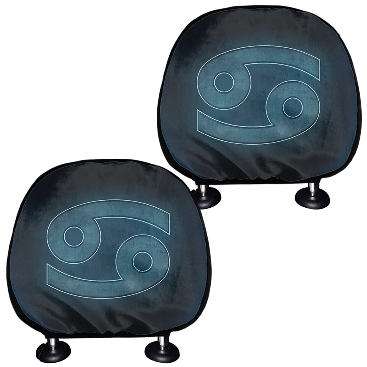 Blue Cancer Zodiac Sign Print Car Headrest Covers