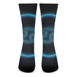 Blue Cancer Zodiac Sign Print Crew Socks