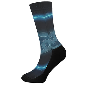 Blue Cancer Zodiac Sign Print Crew Socks