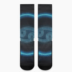 Blue Cancer Zodiac Sign Print Crew Socks