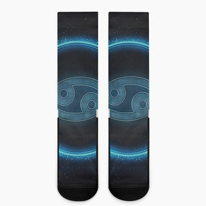 Blue Cancer Zodiac Sign Print Crew Socks