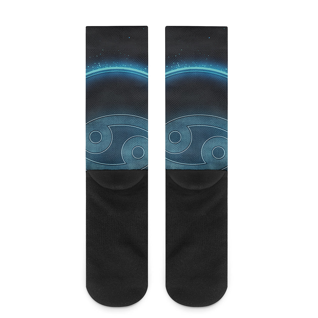 Blue Cancer Zodiac Sign Print Crew Socks