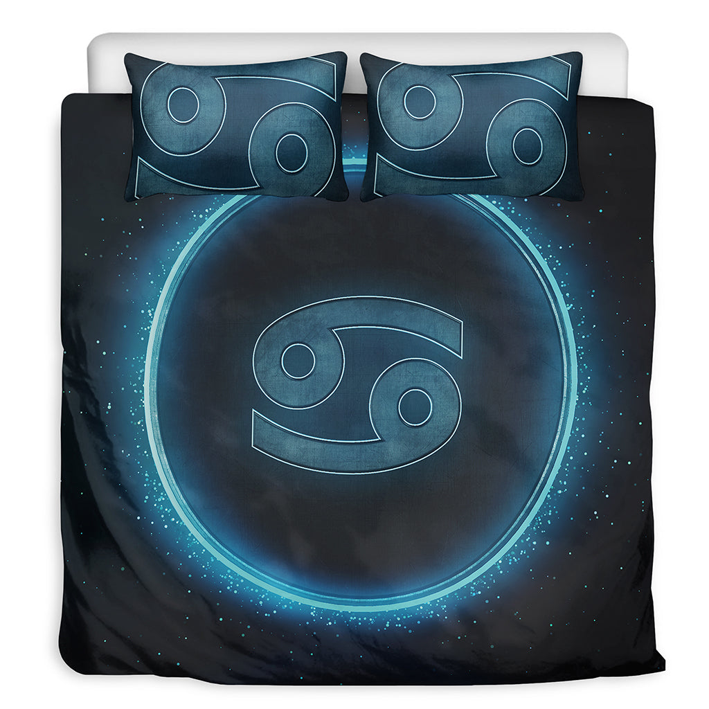 Blue Cancer Zodiac Sign Print Duvet Cover Bedding Set