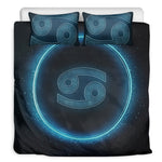 Blue Cancer Zodiac Sign Print Duvet Cover Bedding Set