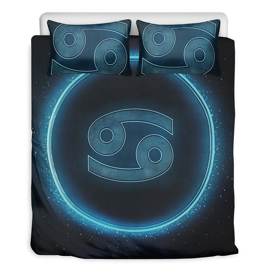 Blue Cancer Zodiac Sign Print Duvet Cover Bedding Set