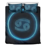 Blue Cancer Zodiac Sign Print Duvet Cover Bedding Set