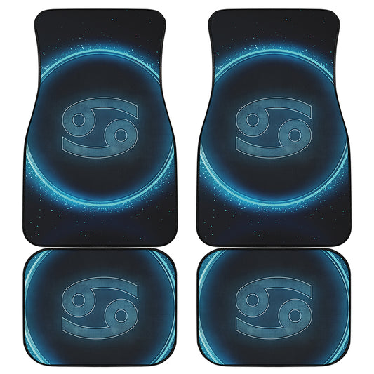 Blue Cancer Zodiac Sign Print Front and Back Car Floor Mats