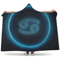 Blue Cancer Zodiac Sign Print Hooded Blanket