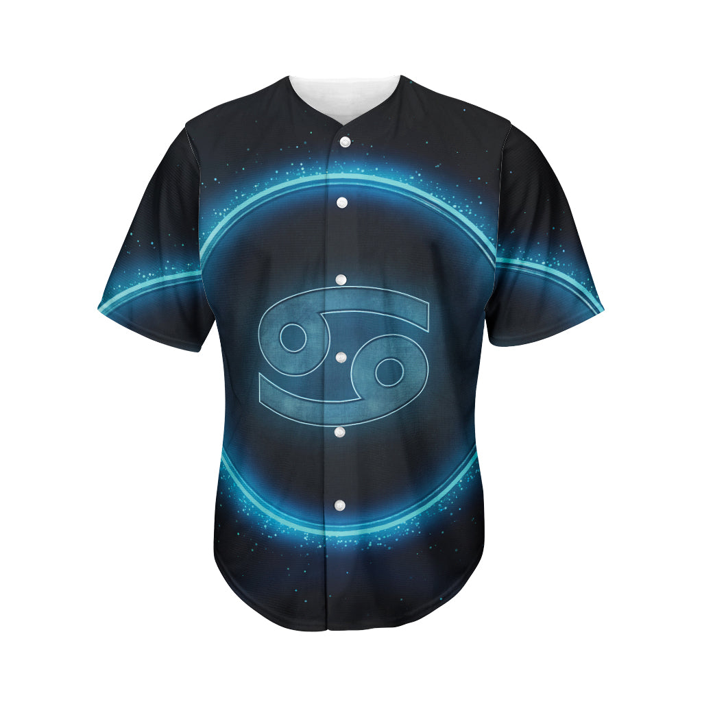 Blue Cancer Zodiac Sign Print Men's Baseball Jersey