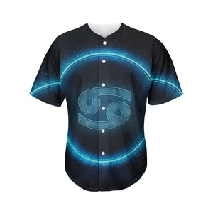 Blue Cancer Zodiac Sign Print Men's Baseball Jersey