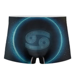 Blue Cancer Zodiac Sign Print Men's Boxer Briefs